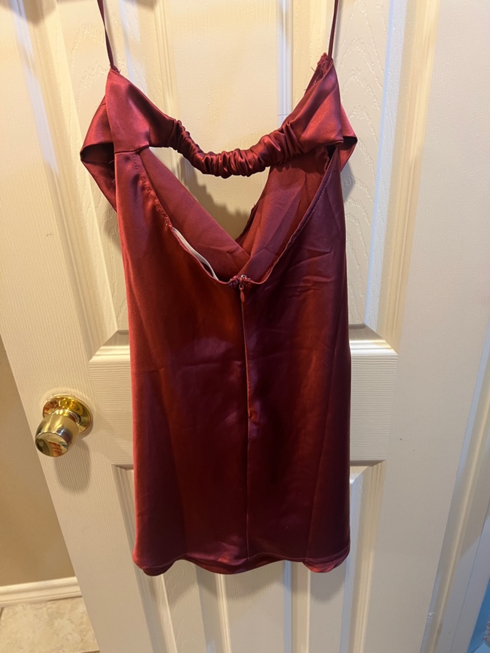 Satin Rust Backless Mini Dress - Picture 3 of 4